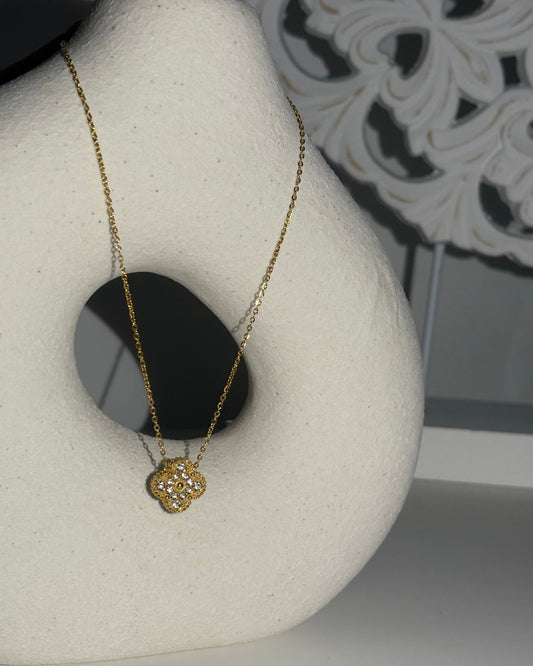 Collier AMALIA noir et strass réversible