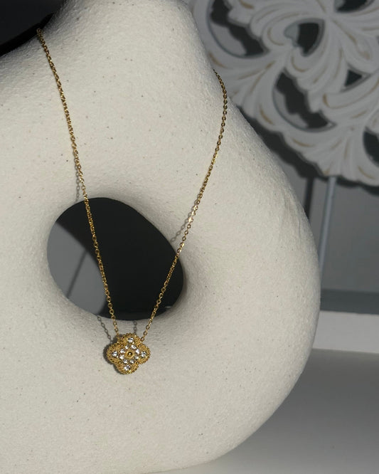 Collier AMALIA blanc et strass réversible