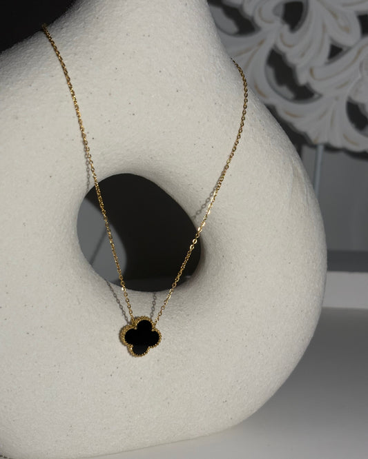 Collier AMALIA noir et strass réversible