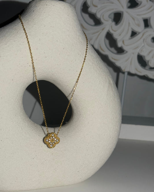 Collier AMALIA vert et strass réversible