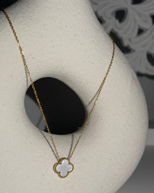 Collier AMALIA blanc et strass réversible