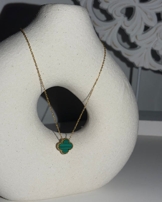 Collier AMALIA vert et strass réversible