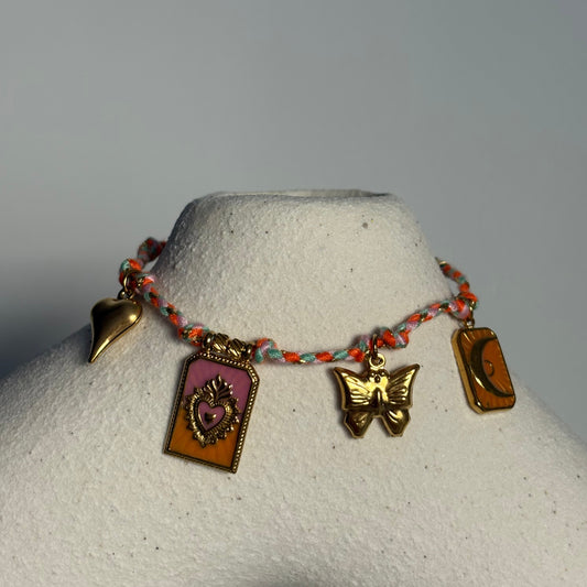 Bracelet AMOREA breloque rose et orange